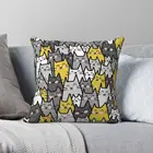 Вечерние для подушки с изображением кошки, серых, горчичных, желтых, квадратных, из полиэстера и льна