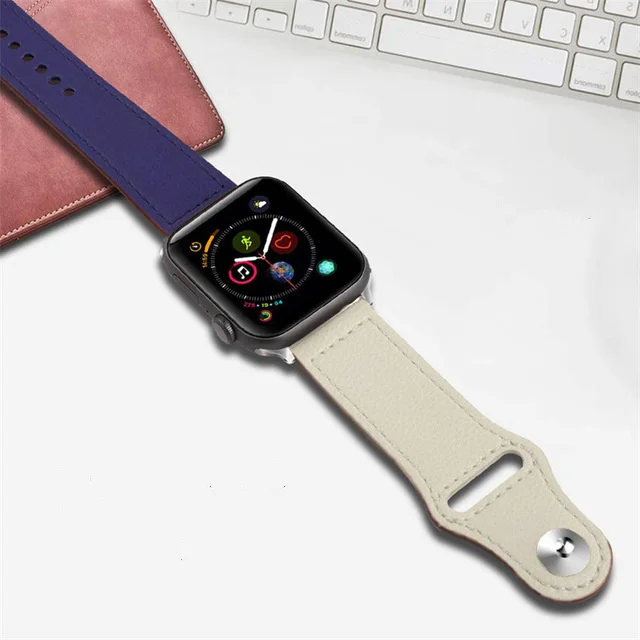 S stone-blue Ремешок для apple watch Band 44 мм apple watch 5 4 3 2 iwatch band 42 мм correa 38 мм 40 мм кожаный браслет pulseira ремешок для часов - Цвет ремешка: S stone-blue