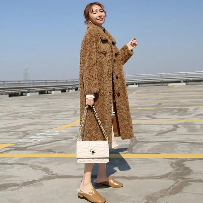 Женское пальто из искусственной овчины зимняя повседневная куртка овечьей