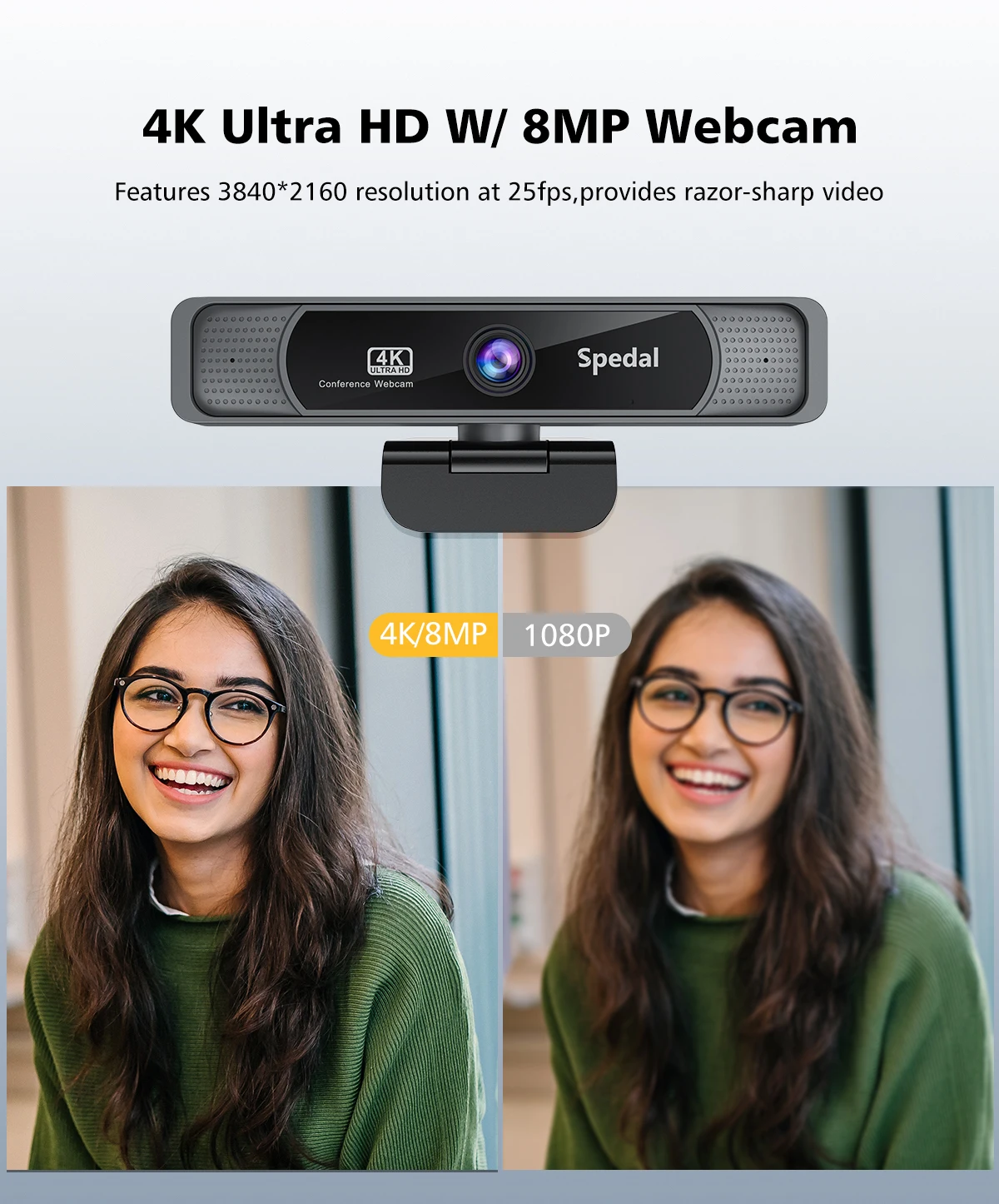 Spedal FF931 HD 4K Webcam 120°Wide Angle Wtih Microphone And Remote Control Streaming Web Camera For PC Mac Conferencin |