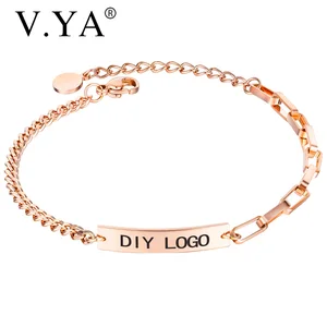 V.YA простой индивидуальный браслет для женщин и мужчин темпераментный стиль браслет из нержавеющей стали модный браслет с гравировкой для подарка другу
