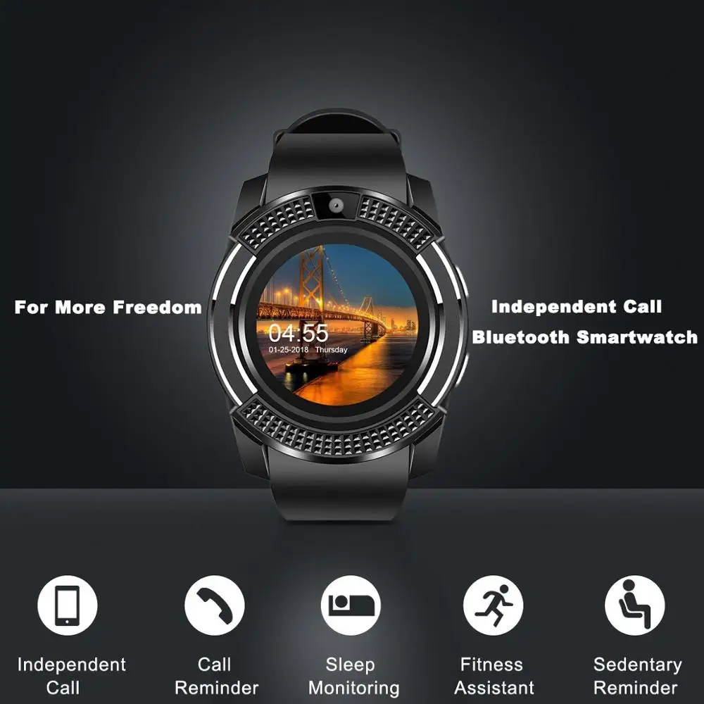 Умные часы Bluetooth Сенсорный экран Sweatproof телефон с камерой TF/sim карты слот для Android и
