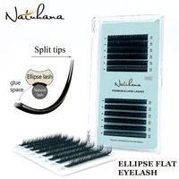 natuhana eyelash extension premium ellipse flat individual split tips natural soft cilios matte mink false eye lash makeup