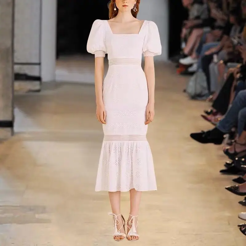 Женское платье с квадратным вырезом летнее в Корейском стиле высокой талией и