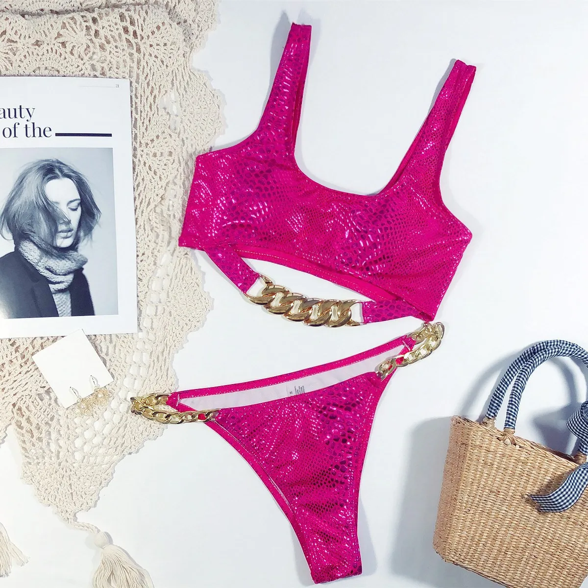 Женский купальник-бикини со змеиным принтом | Женская одежда