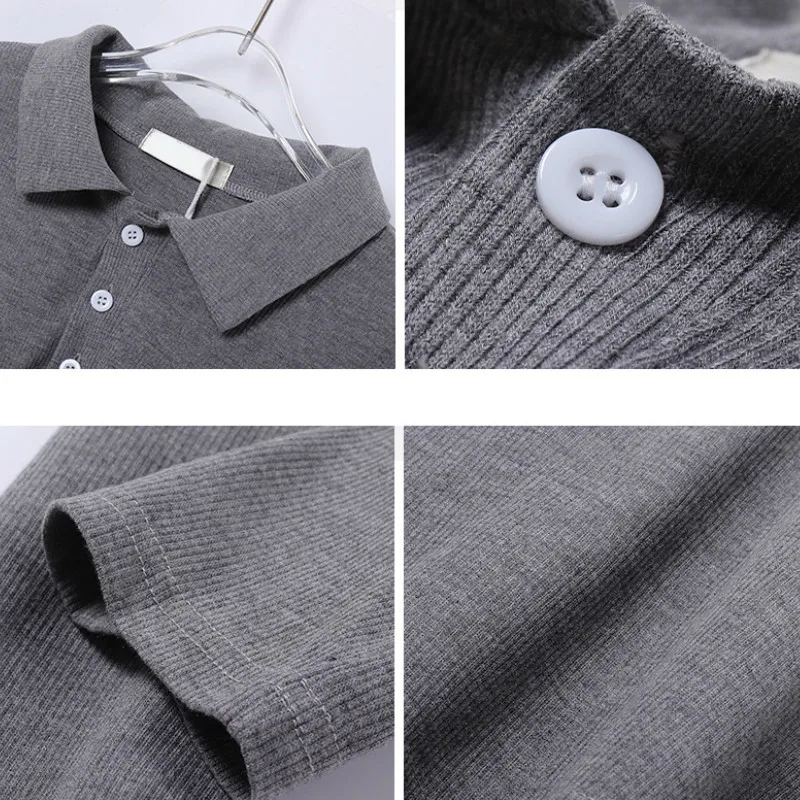 Футболка женская трикотажная с отложным воротником и длинным рукавом | Женская