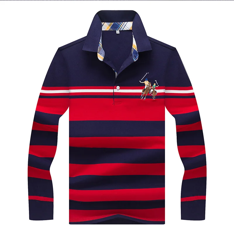 Рубашка поло Tace & Shark Мужская с длинным рукавом брендовая сорочка 3D вышивкой