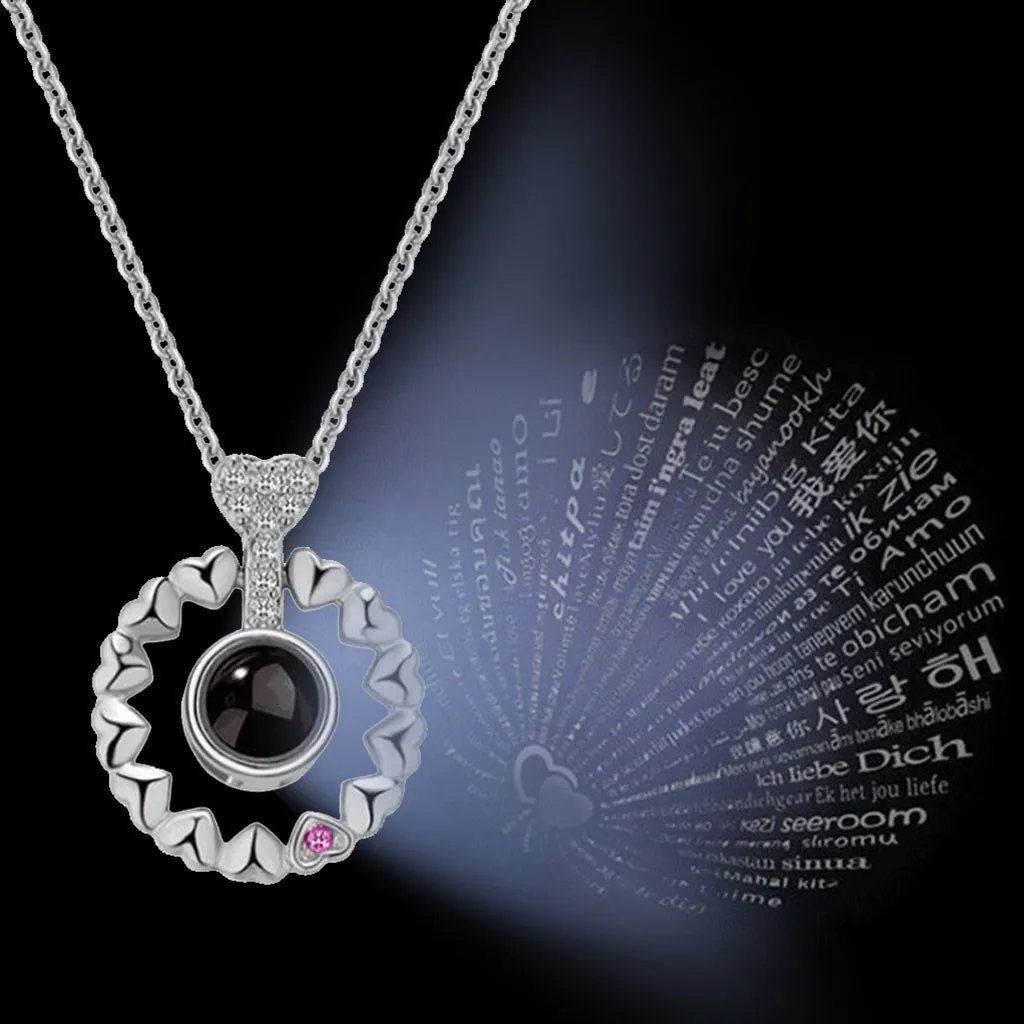 Я люблю тебя в 100 языков проекции Цепочки и ожерелья для память колье LOVE ожерелье