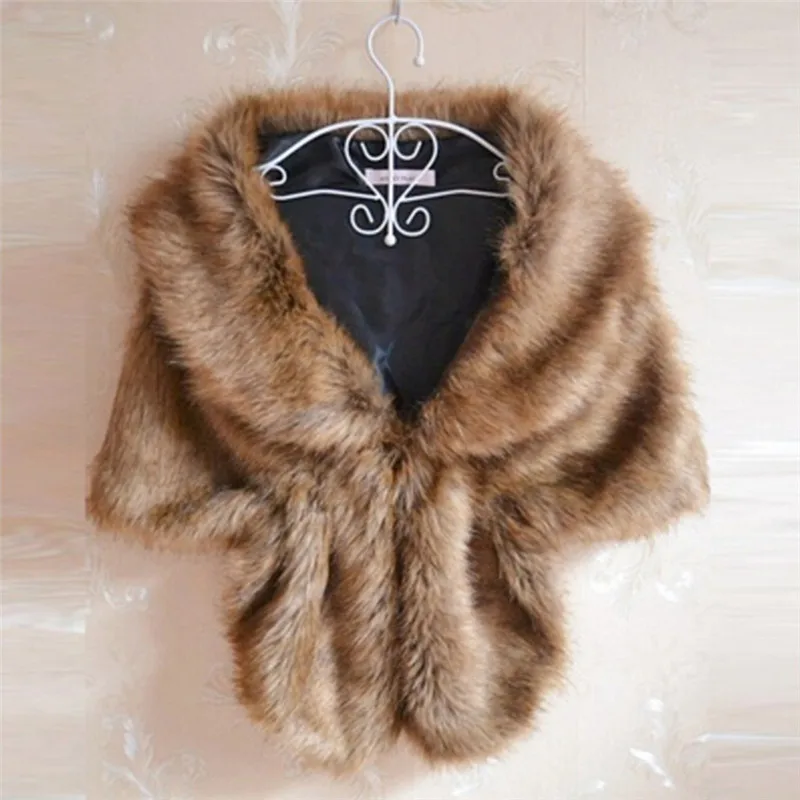 

1PCS Fashion Plush Faux Fur Shawl Wrap Gilet Stole Waistcoat Bolero Shrug Cape For Women Lady Stylish Bridal Wedding Jacket