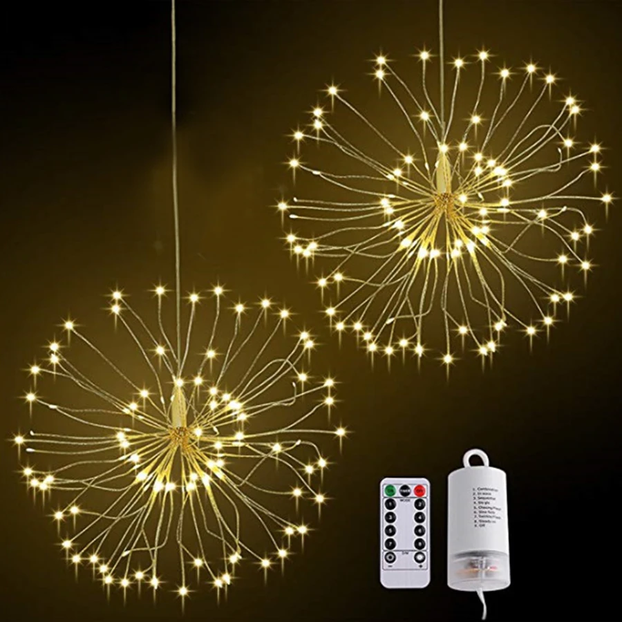 Thrisdar 120/200LED наружная подвесная струнная лампа Starburst с дистанционным фейерверком медная проволочная Гирлянда Свет DIY рождественская Свадебная вечеринка украшение