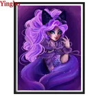5D Алмазная вышивка мультфильм девушка алмазов картина камни в форме ромба фиолетовый принцессы с длинными волосами Алмазная мозаика, стразы фотографии