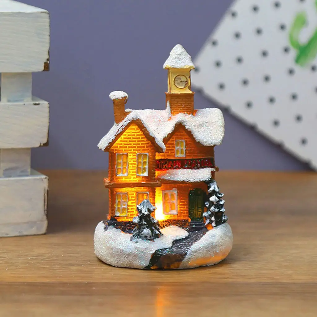 

10Pcs LED Christmas Houses Village Snow Tree Buildings Multicolor Battery Operated Gift Set for DIY Decorations Christmas Gifts