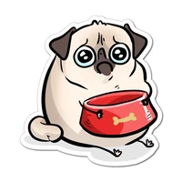 s40813 various sizes funny self adhesive decal sad hungry pug car sticker waterproof auto decors on bumper rear window