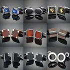 Новинка Роскошные качественные медные карбоновые Фибикрасное деревохрустальные запонки дизайн для мужских французских костюмов аксессуары ювелирные изделия gemelos