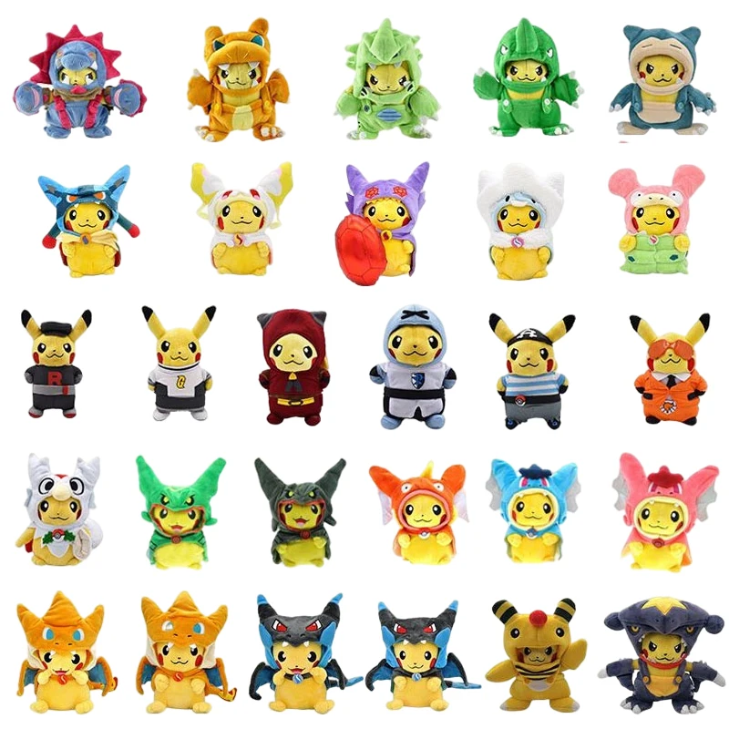 Pokemon juguetes de peluche Pikachu Charizard Rayquaza Garchomp Lucario tortuga Pokemon Cosplay mu&ntilde;eca de felpa Kawaii chico juguete para regalo-0