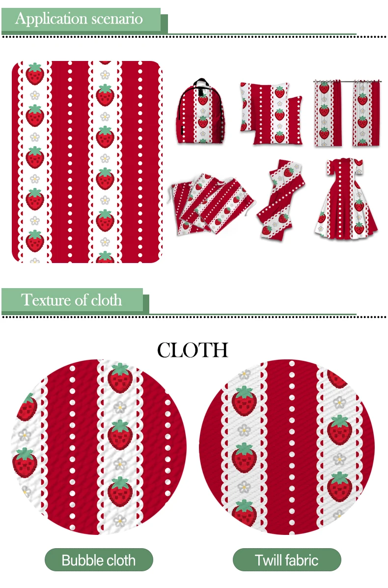 

Pink Strawberry Fruit Cartoon Polyester Cotton Printed Fabric for Kids Clothes Hometextile Curtain Cushion Cover DIY 50*145CM