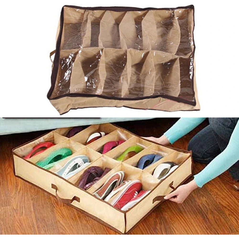 12 пар под кровать органайзер для обуви контейнер хранения с держателем шкаф