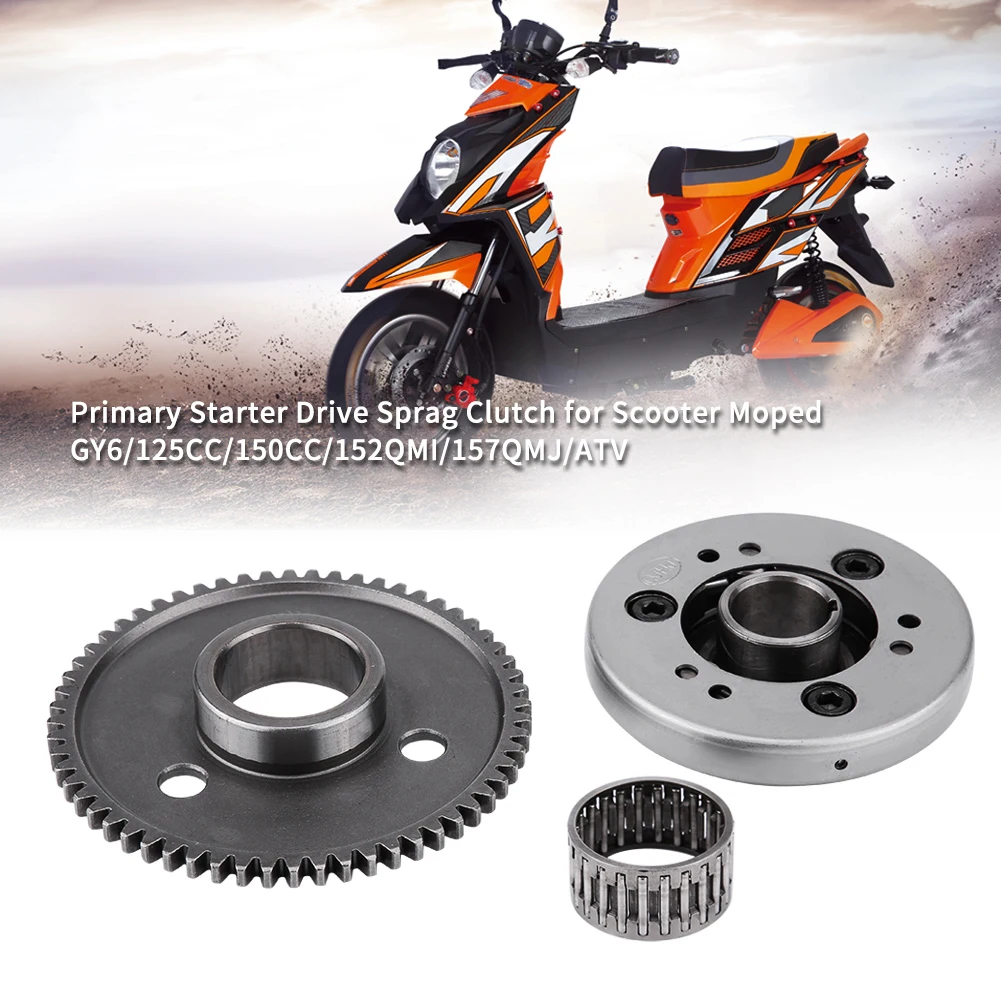 

Tooth Drive Starter Clutch Primary Starter Drive Sprag Clutch Metal for Scooter Moped GY6/125CC/150CC/152QMI/157QMJ/ATV