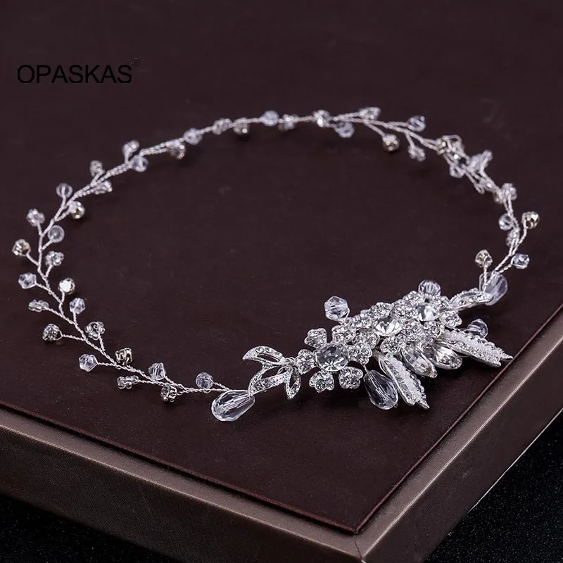 

Fashion Bride Hairband Exquisite Leaf Crystal Headband Tiara Wedding Party Elegant Charm Hair Jewelry Accessories PT