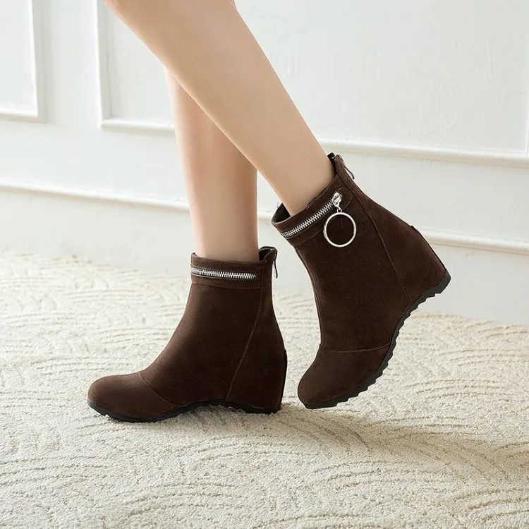 Big Size 9 10 11 12 13 boots women shoes ankle for ladies woman winter Solid color round head heel | Обувь