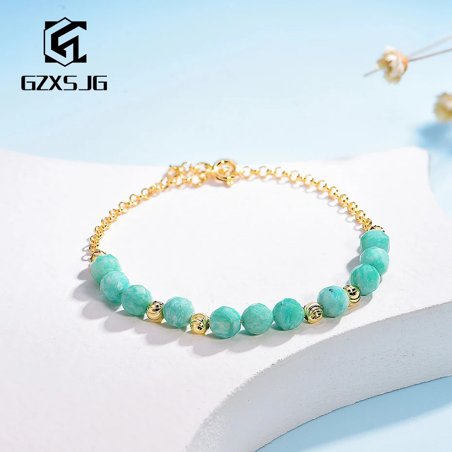 GZ 100% натуральный Амазонит драгоценный камень женский серебряный элегантный