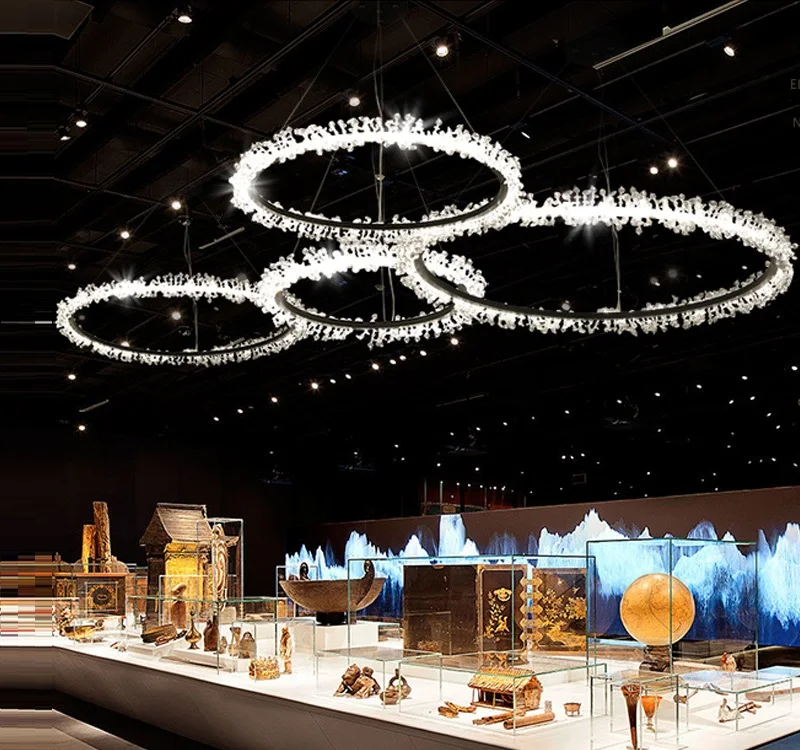 

Ring crystal clear crystal LED chandeliers Living room dining room bedroom study chandelier Shop cafe restaurant lighting