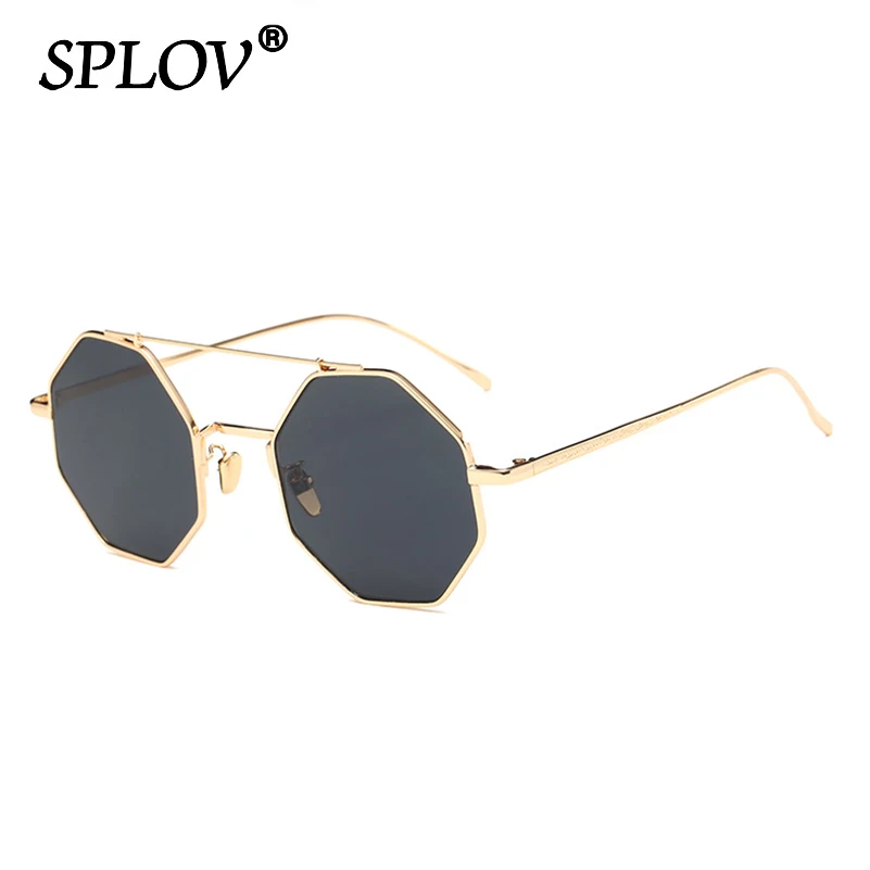 

Vintage Octagon Men Sunglasses Women Metal Polygon Sun Glasses Double Beam Shades Brand Designer Eyewear Gafas De Sol UV400