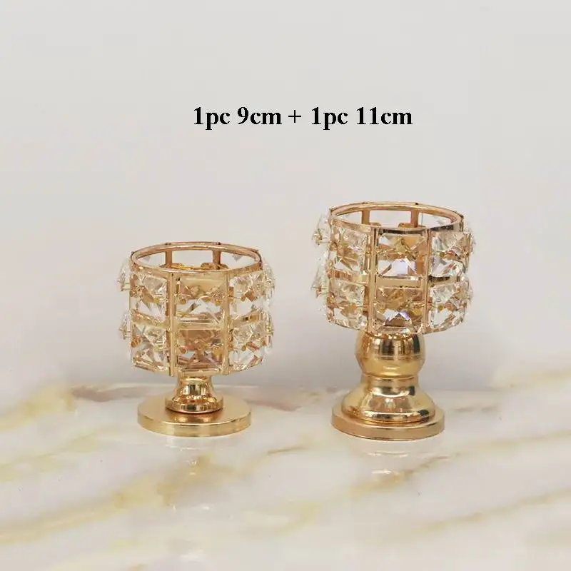 1pc 9cm 1pc 11cm PEANDIM маленький хрустальный подсвечник, золотой милый чайный светильник, подсвечник для украшения свадебного стола, вечерние подсвечники для дома - Цвет: 1pc 9cm 1pc 11cm