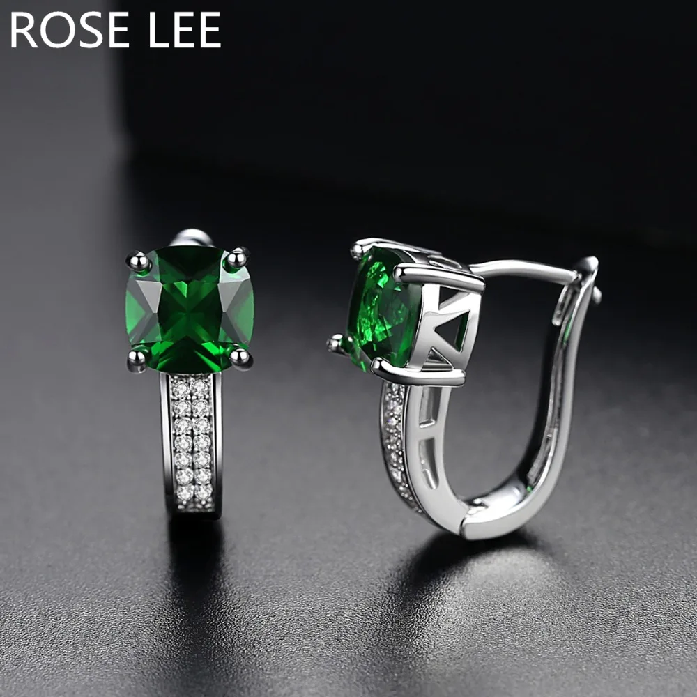 Женские корейские геометрические серьги кольца с фианитом Rose Lee ювелирные