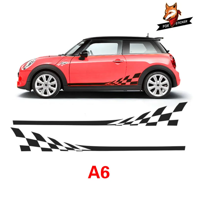 Автомобильная наклейка и 2 шт. боковая юбка порог гоночная полоса для MINI Cooper r56 r57