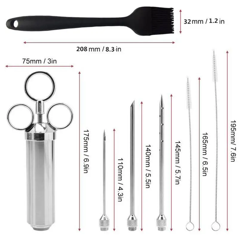 12 шт. 3 иглы шприц для инжектора мяса птицы маринада ароматизатор инжектор