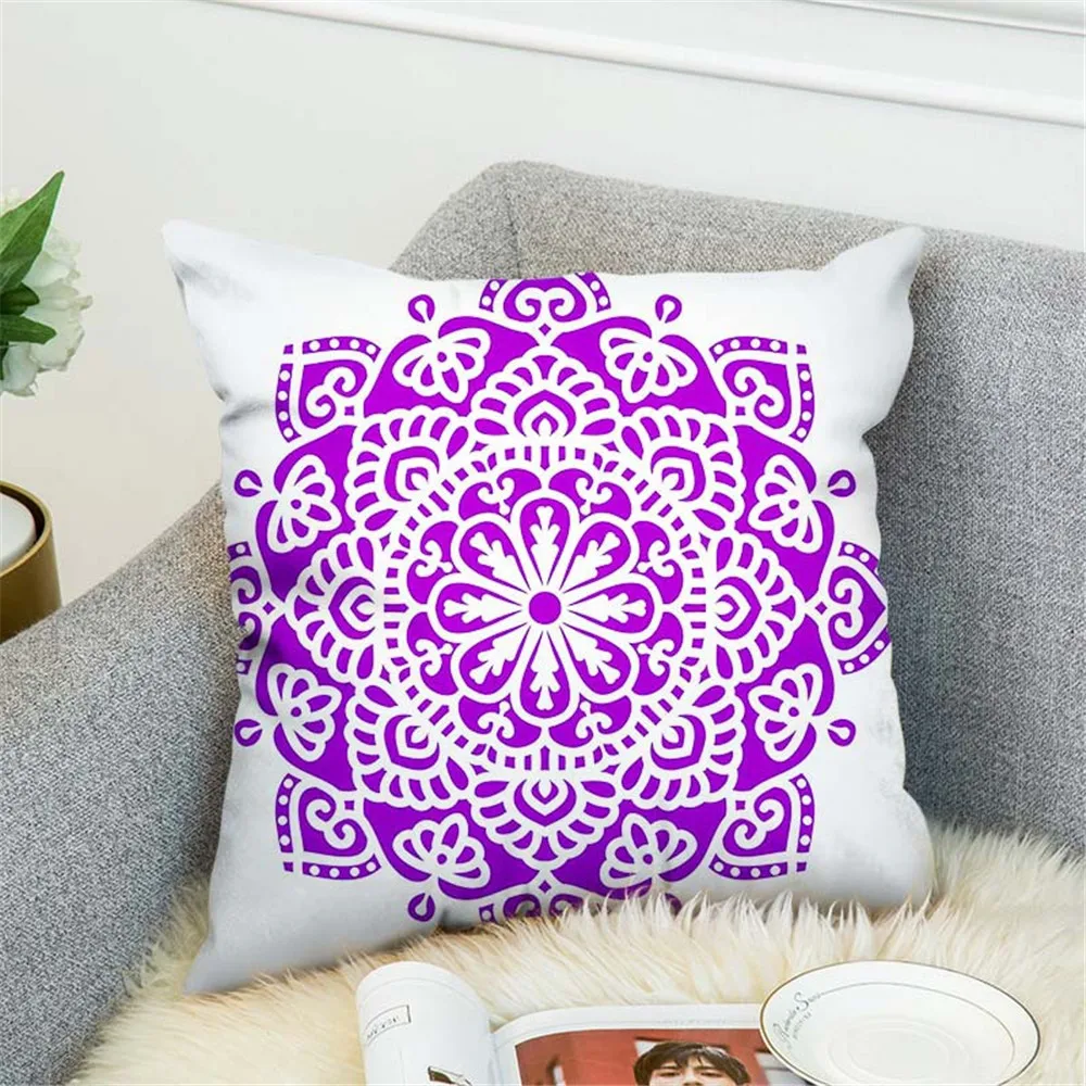 Подушка мандалы декоративная красочная подушка из Марокко 45х45см голубого