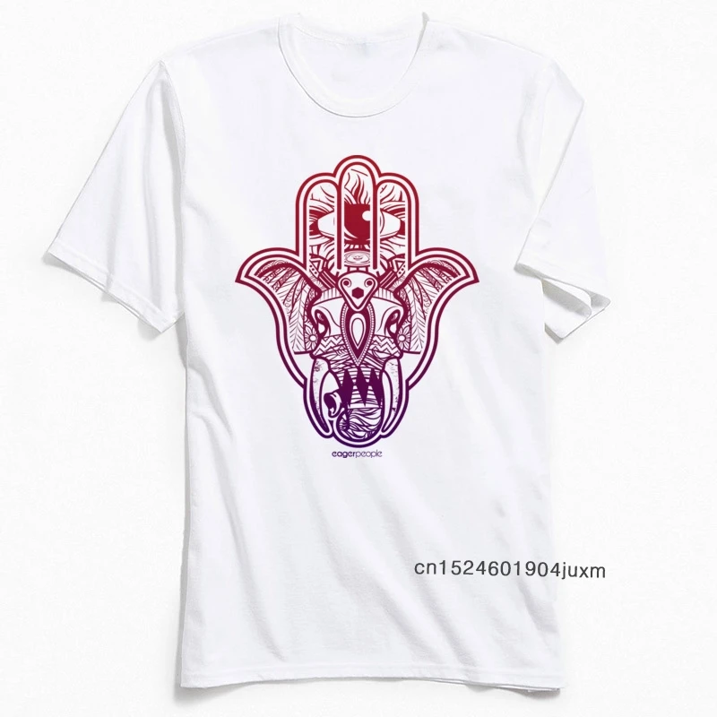 Мужская футболка с уникальным дизайном Hamsa Elephant облегающая летняя из чистого