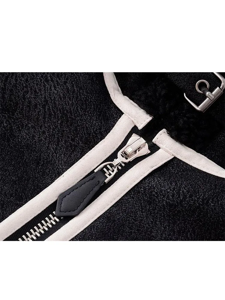 Женские Зимние Куртки из искусственной овечьей кожи винтажные уличные