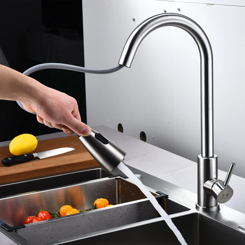 

US/UK/RU/EU/AU Multifunctional Stainless Steel Bathroom Kitchen Basin Faucet Pull Out Hot and Cold Water Sink Tap Wholesalse