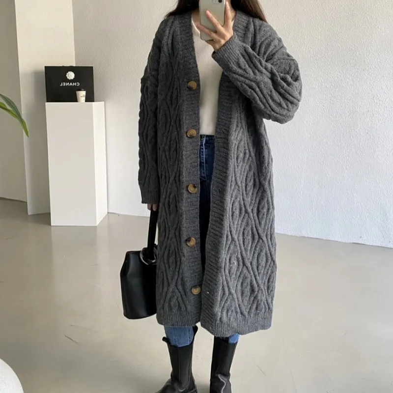 

Шерстяной длинный кардиган, Женский мягкий осенне-зимний шикарный свитер 2021, кардиган оверсайз, вязаное пальто
