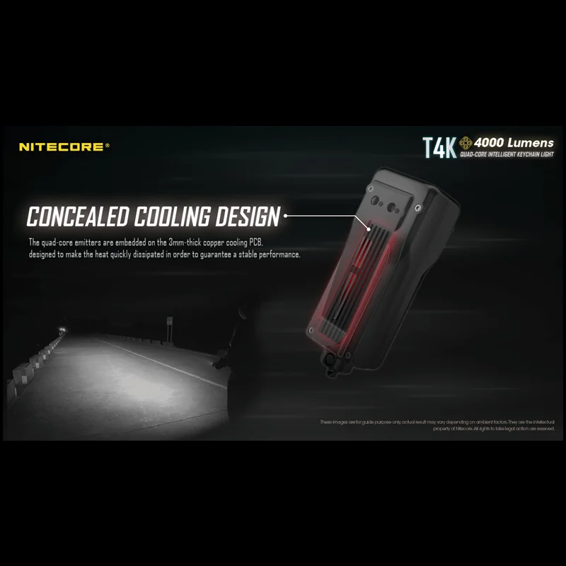 Дешево Портативный брелок-вспышка NITECORE T4K, 4000 люмен, USB-перезаряжаемый, использует 4 CREE XP-12 V6, мини-светильник фонарь