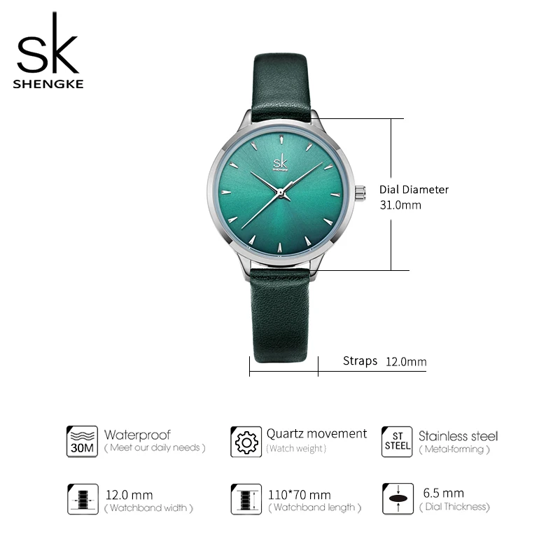 Shengke женские часы разных цветов модные кварцевые Простой PU ремешок для часов
