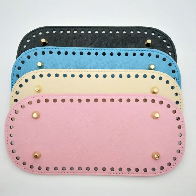 

22*10Cm Oval Long Bottom For Knitted Bag PU Leather Bag Accessories Handmade Bottom Solid Color DIY Crochet Bag Accessories