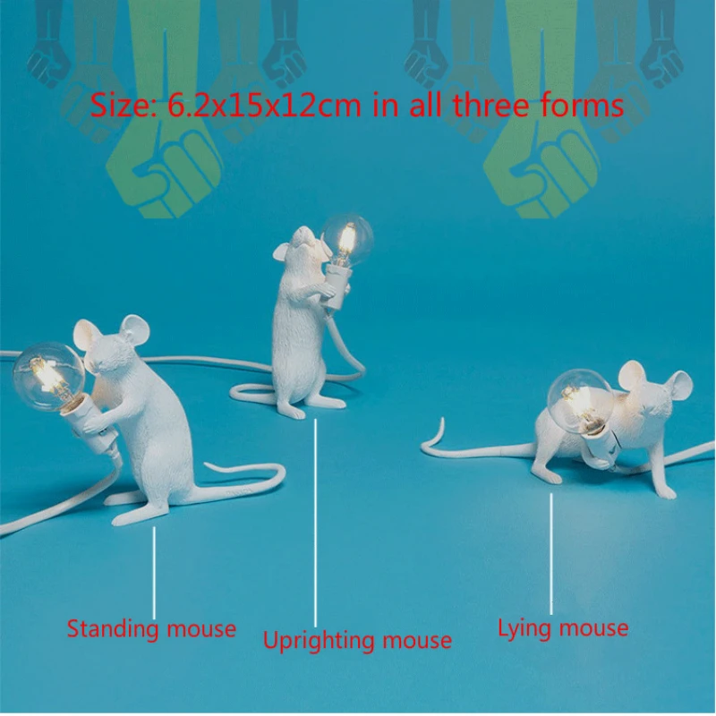 Скандинавская креативная полимерная настольная лампа в виде мини мышки
