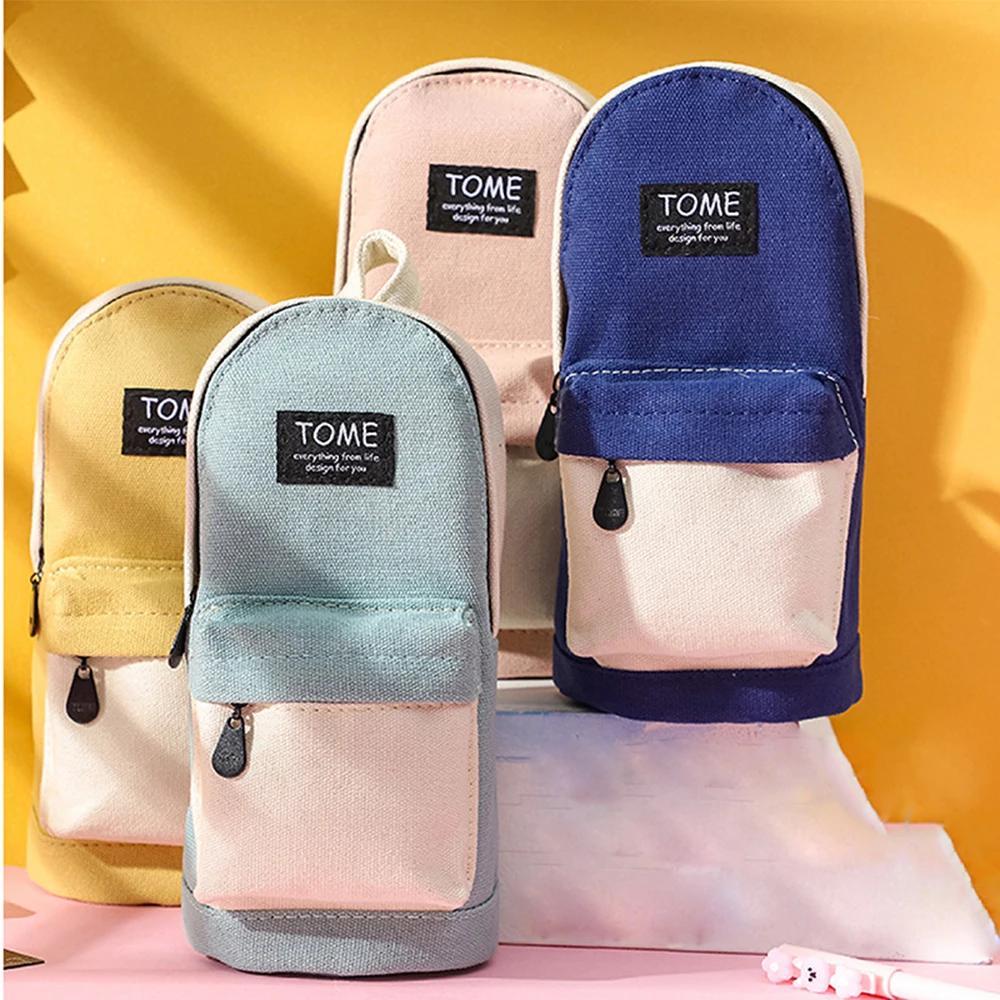 

Morandi Color Schoolbag Type Pencil Case Korea Large Capacity Pencil Bag Multifunctional Office Scholl Supplies Stationery Bag