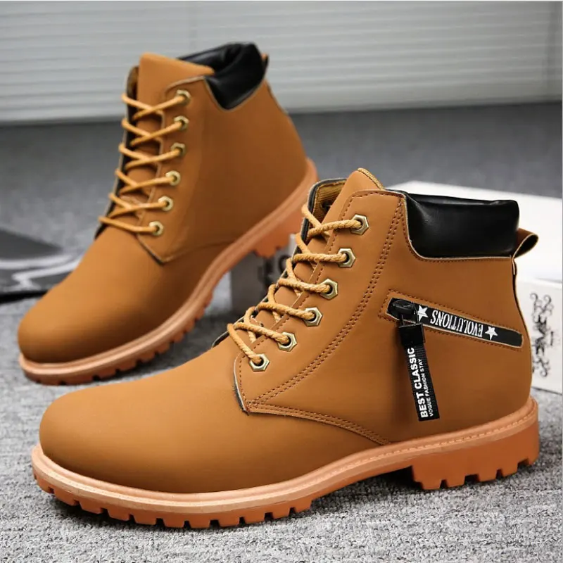 Зимние мужские ботинки модная обувь Челси в стиле милитари Рабочая кожаные
