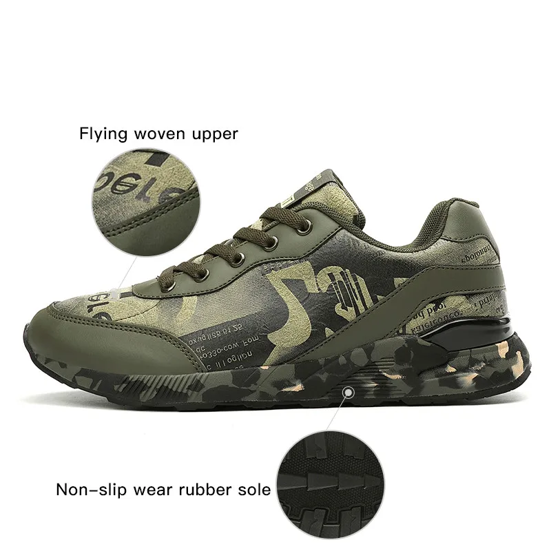

Fashion 2020 Sneakers For Men Outdoor Army Green Casual Shoes Men Camouflage Comfortable Mans Walking Footwear Size 37-44