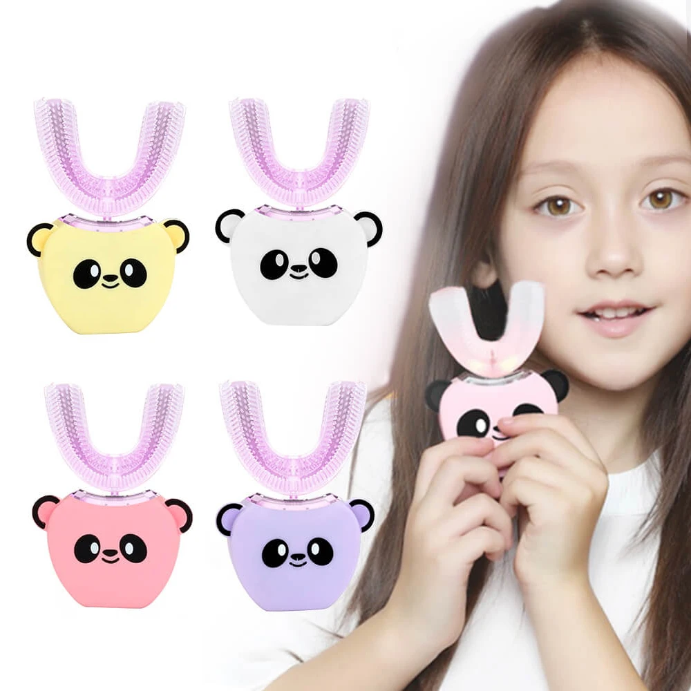 

Смарт 360 градусов автоматический Ультразвуковая электрическая зубная щетка для взрослых детей U Тип 4 режима электрическая зубная щетка USB з...