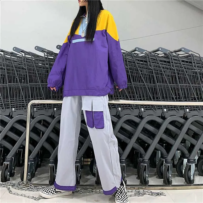 NiceMix комплект из 2 предметов, свитшот для женщин Harajuku, спортивный свитер с вышивкой, толстовки в стиле хип-хоп, повседневное пальто, топы, женские толстовки, пуловер