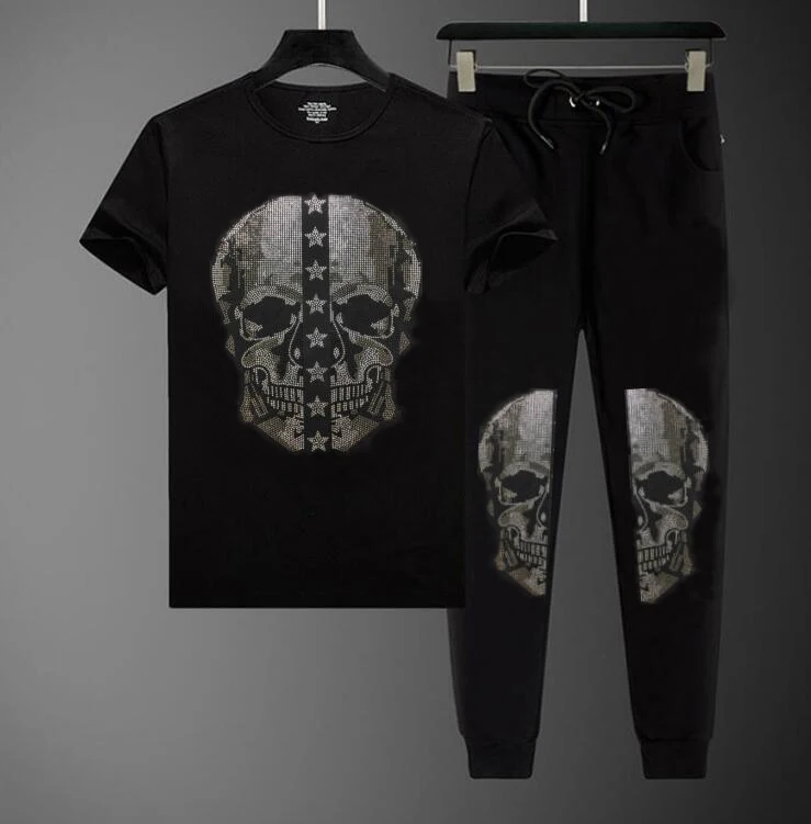 

Костюм спортивный мужской повседневный со стразами, штаны, летняя одежда, 2021