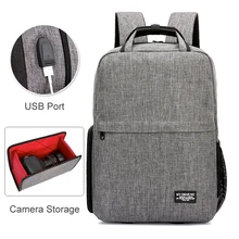 Photo DSLR Camera Shoulders Waterproof Oxford Backpack fit for 14inch Laptop Case with USB Port Tripod Bag for Canon Nikon SLR