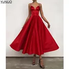 YUNUO, простые красные платья для выпускного вечера, длинные халаты с двойными лямками, строгие коктейльные платья, vestido de fiesta de boda