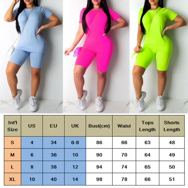 

Fashion Women Casual Solid Color Sports Suit Female Crop Top Shorts Outfit Workout Clothes Tracksuit Outfits 3 Colors