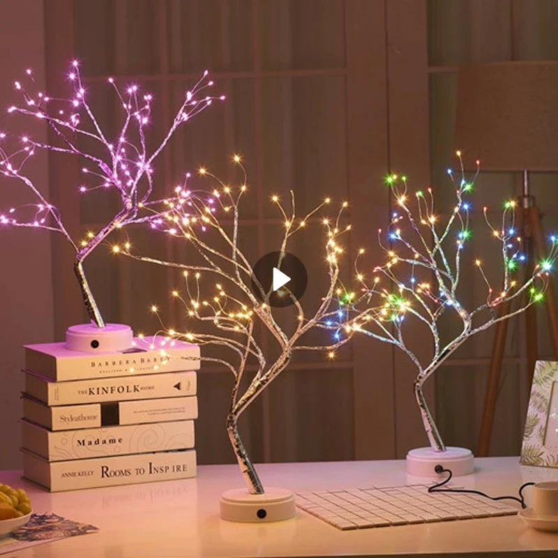 

Рождественская светодиодная подсветка для елки, украшение для интерьера, ночсветильник, креативные в горшке формы, медная проволока, подсв...